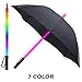 Black Fabric LED Lightsaber Umbrella Flashlight in The Easy Grip Handle Golf Umbrellas with 7 Colors Sword Light up Changing on The Shaft Built in Torch at Bottom
