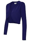Ollie Arnes Women's Solid Basic Short and Long Sleeve Bolero Shrug Knit Cardigan