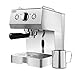 Espresso Machine Coffee Machine 15 Bar Stainless Steel Coffee Brewer with Milk Frother Wand, Package w/Free Milk Frothing Pitcher, for Cappuccino, Latte and Mocha (Stainless Steel) (Silver)
