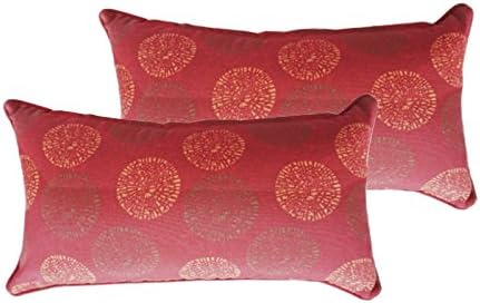 [SewKer] Indoor/Outdoor Rectangle Toss Pillow/lumbar throw pillows, Corded, set of 2 Classic Red Medallion 3615