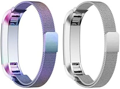 TZSUNRISE Fitbit Alra/Alta HR Strap, Replacement Band for Fitbit, Stainless Steel Fitness Tracker Straps For Fitbit Alra/Alta HR/Ace, Small Size 6.7"- 8.1" for Women Men Kids (Silver+Colorful)