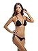 zeraca Women's Tie Side Bottom Triangle Bikini Swimsuits (XS2, Black)
