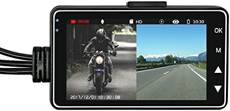 Car Dirver Recorded Camera, Motorcycle Action Sport Camera Dash Cam with Specialized Dual-track Front Rear Recorder (Black)