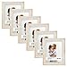 Langdon House 8x10 Real Wood Picture Frames (6 Pack, Weathered White - Gold Accents), White Wooden Photo Frame 8 x 10, Wall Mount or Table Top, Lumina Collection