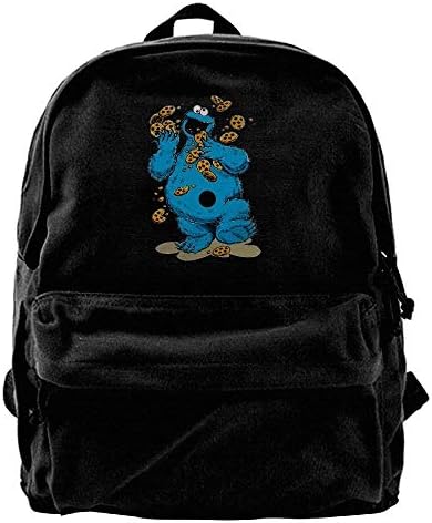 MaterB Canvas Laptop Backpack, Waterproof School Backpack For Men Women, Cookie Monster Lightweight Anti-theft Outdoor Travel ypack College Student Rucksack Fits Up To 15.6 Inch Computer