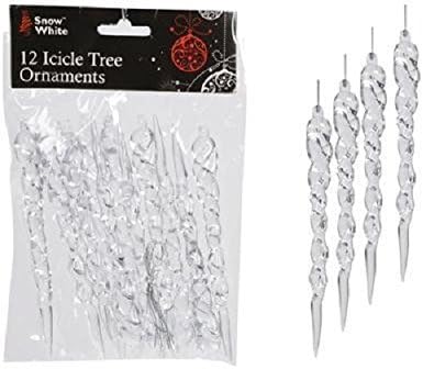 Pms Christmas Tree Decoration Icicle Clear Pack Of 12 Amazon