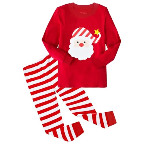 HYCLES Christmas Pajamas for Kids Girls Holiday Long Sleeve Sleepwear Santa Cotton Pajamas Sets for 2-12T Boys/Toddler Pjs