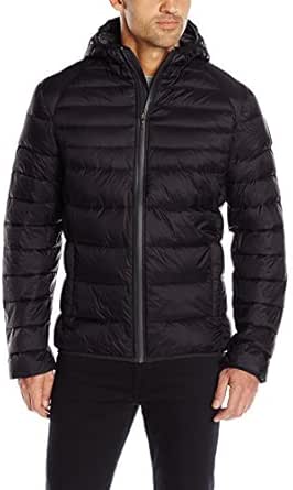 Psycho Bunny Men's Wales Puffer Lightweight Downfill Hooded Jacket, Black, Large at Amazon Menâs 