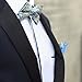 Miswak Club 100% Cotton Bow Tie & Pocket Square Set for Men, Blue Print