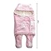Baby Swaddle Blanket Sleep Sack - GreForest Thick Fleece Swaddling Blankets Seperated Legs Soft Warm For Bath, Air-conditioned, Autumn, Winter with Velcro, Cute Bear Ear Hood (Pink Heart, 0-3 Months)