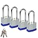 SEPOX 40mm Keyed Alike Padlock 4 Pack Laminated Steel Keyed Padlocks with Long Shackle, 1-9/16