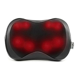 Zyllion Shiatsu Back and Neck Massager – 3D Kneading Massage Pillow with Heat and 8 Rotating Nodes for Muscle Pain…