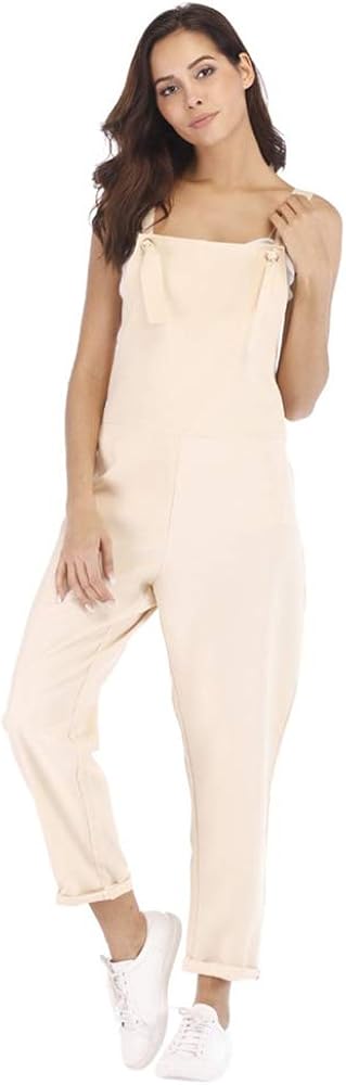 Aniywn Women's Strap Overall Summer Rompers Pants Casual Solid Sleeveless Long Playsuit Jumpsuits with Pocket