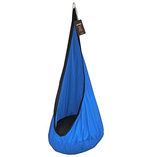 antWalking Indoor Outdoor Children Child Hammock/Swing/Hanging Seat Gamming Chair with Screws, Lifting Rope Included (Dark Blue+Black)