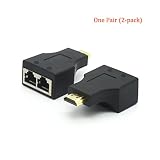 Riipoo HDMI to RJ45 Network Extender Converter Adapter, 30M HDMI to Dual RJ45 Network Cable Extender, Splitter, Repeater by Cat 5e Cat 6 1080P for HDTV HDPC PS3 STB
