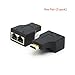 RIIPOO HDMI to RJ45 Network Converter Adapter, HDMI to Dual RJ45 Network Cable Extender Splitter