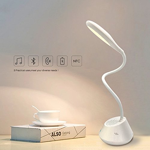 XPLUS Portable Rechargeable LED Desk Lamp & Bluetooth Wireless Speaker With Adjustable Brightness,Flexible Folding Design, Smart Music, Eye Care Reading Light