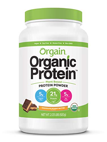 Orgain Organic Plant Based Protein Powder, Chocolate Peanut Butter - Vegan, Low Net Carbs, Non Dairy, Gluten Free, Lactose Free, No Sugar Added, Soy Free, Kosher, 2.03 Pound (Packaging May Vary)