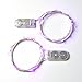 Top-Longer Micro LED 20 Super Bright Color Lights Battery Operated on 6 Ft Long Silver Color Ultra Thin String Wire-2 Sets (Purple)