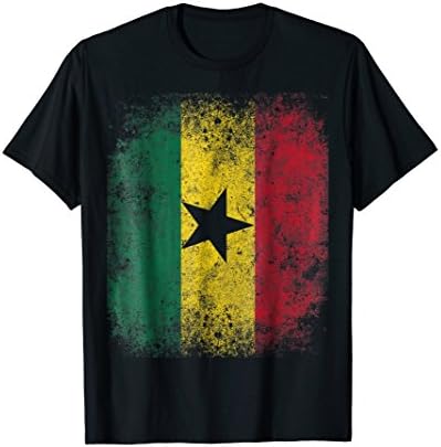 Mens Ghana Flag Vintage Aged Distressed T-Shirt 2XL Black