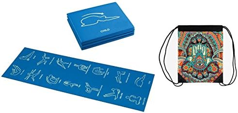 Folding Travel Yoga Mat Bundle ✓ BONUS Yoga Backpack ✓ Portable Light Foldable Exercise Mat ✓ Great for Travel ✓ Eco-Friendly ✓ No Phthalates or Latex ✓ Durable &amp; Non-Slip (Foldable, Yoga Mat Bundle)