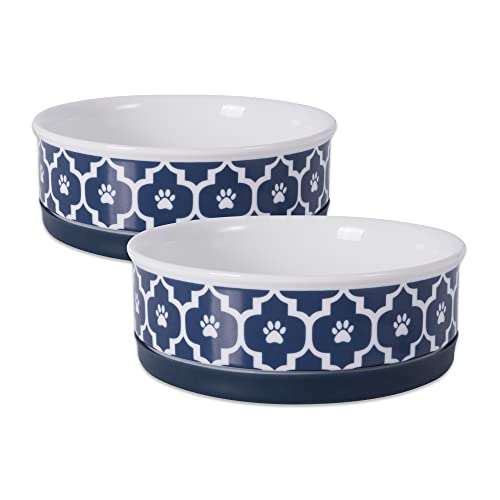 Bone Dry Lattice Collection Pet Bowl & Canister, Medium Set, 6x2 inches, Nautic…
