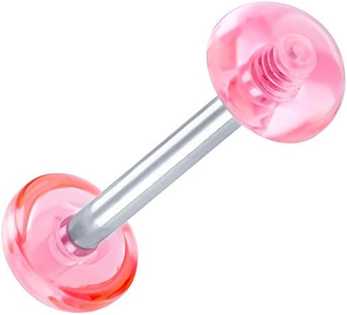 Pink Retainer Acrylic Half Ball Acrylic Tongue Ring Barbell