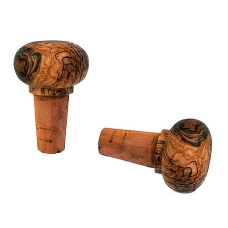 FLASCHENVERSCHLUSS AUS OLIVENHOLZ UND KORK (2 Stück) von Mastro Leonardo - Handarbeit aus Italien (Flaschenkorken - Korken)