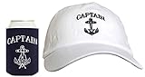 Funny Sailing Embroidered Captain Hat Embroidered Cap Funny Beer Coolie Can Cooler Gift Set Bundle White