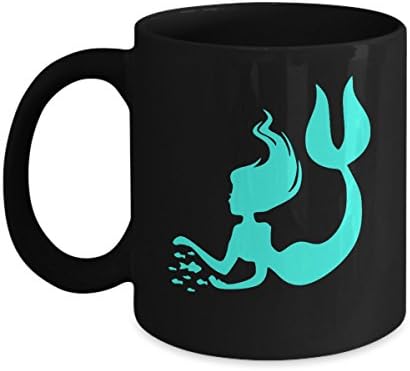 Mermaid Lovers Coffee Mug - Under the Sea - Fun Novelty Gift - 11 oz black/teal tea cup