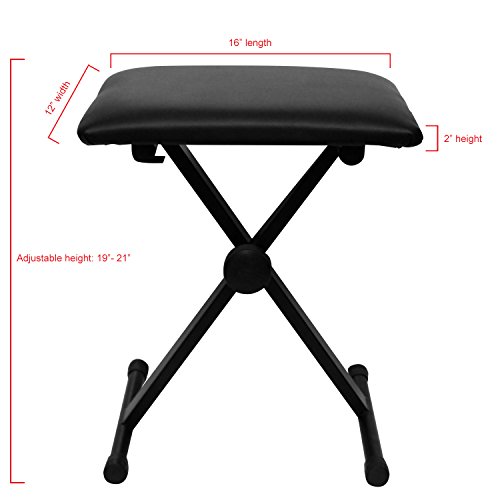 ChromaCast Electronic Keyboard Stand, Padded Seat and Music Sheet Stand