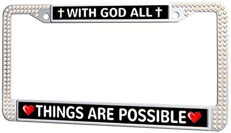 Amazon God All Things Are Possible ナンバープレートフレーム ビンテージプレートフレームカバー ステンレススチール ナンバープレートホルダー シルバー 自動タグフレーム 米国車両 Gumiholders Pkhgfv 1000 ナンバーカバー ホルダー 車 バイク