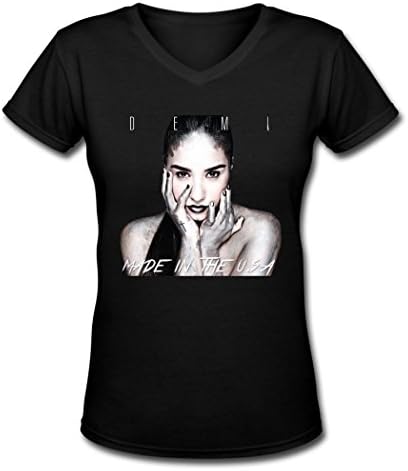 YZH hot 2016 Demi Lovato fashion shirt V-Neck Tee for lady Black L