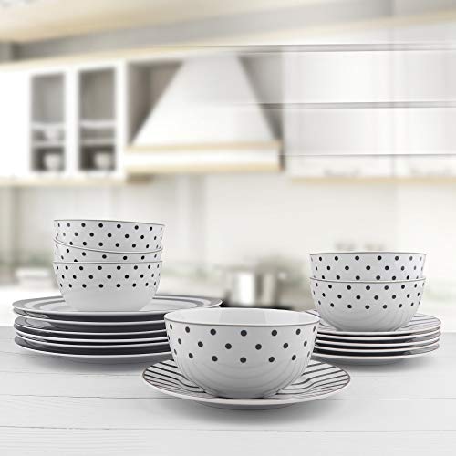 Amazon Basics 18Piece Kitchen Dinnerware Set, Plates, Dishes, Bowls