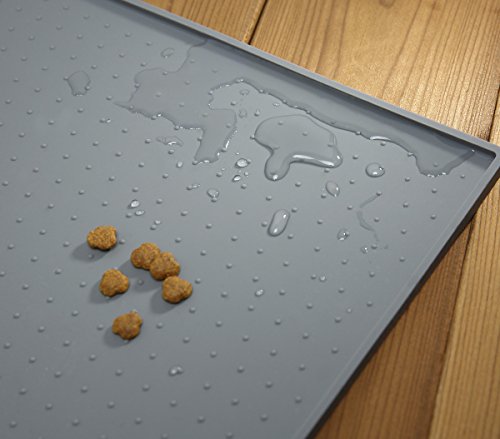 PetCee Dog Mats for Food,FDA Grade Silicone,Large Dog Mat 15.7x23.6 Inch Pet Food Mat Dog Bowl Placemat (Grey) - Thumbnail 3
