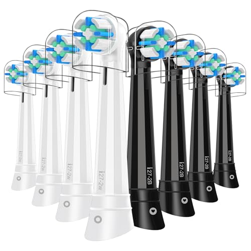 Replacement Heads Compatible with Oral B iO 2/3/4/5/6/7/8/9/10 Electronic Toothbrush Cleaning Head Compatible with Oral B iO (8 Black/White)