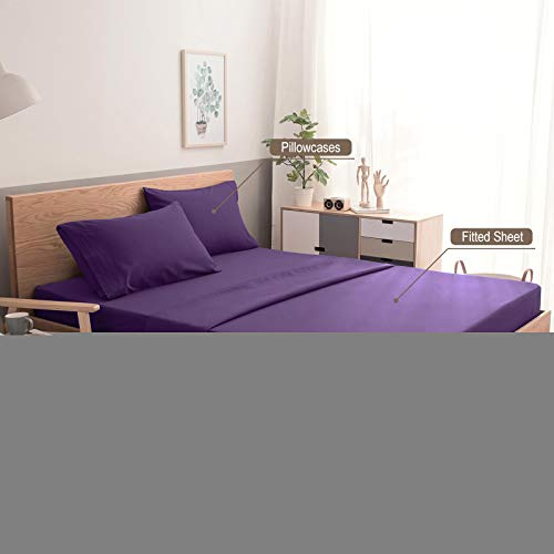 VEEYOO Queen Size Sheet Set - Super Soft 1800 Thread Count Premium Bed Sheet Sets - 16-Inch Deep Pockets, Hypoallergenic Brushed Microfiber, Wrinkle & Fade Resistant Sheet - 4 Pieces, Purple