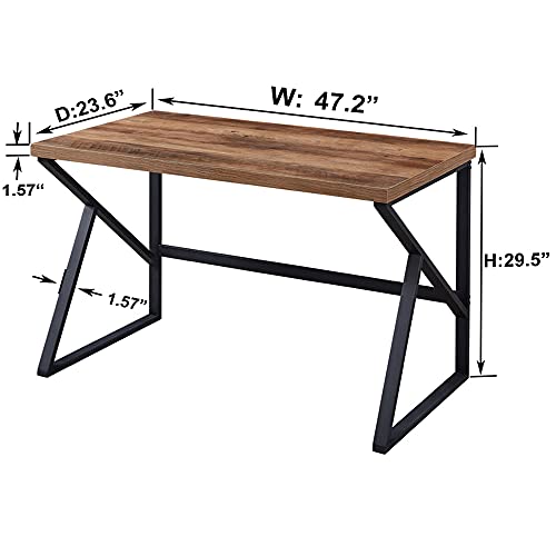 HSH Industrial Home Office Desk Computer Table, Metal and Wood PC Desk
