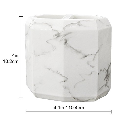 Allure Home Creations Marble Facet 4-Piece Bathroom Accessory Set - 1 Lotion Pump,1 Toothbrush Holder,1 Soap Dish and 1 Tumbler