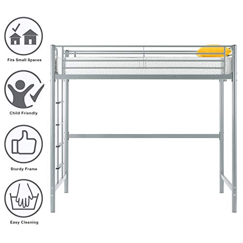 Bonnlo Twin Size Metal Loft Bed for Kids, Gray Pricepulse
