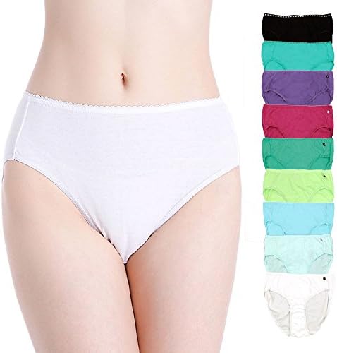 Women’s Cotton Underwear Plus Size Briefs High Waist Hipsters Panties Assorted 9-Pack (Assorted 9 Pack, High Rise, XL)