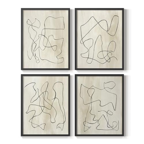 Renditions Gallery Set of 4 Peel & Stick Framed Prints, Abstract Wall Art, Gest…