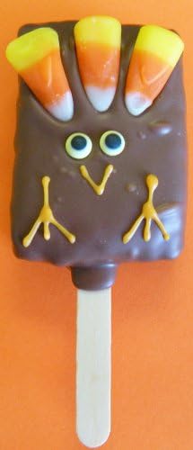 Chocolate Dipped Rice Krispie Treat Turkey for Thanksgiving