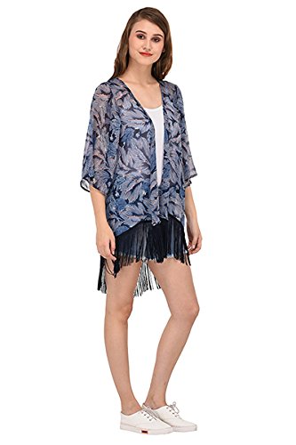 purys blue fringe kimono