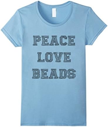Women's Peace Love Beads t shirt XL Baby Blue
