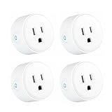 WIFI Smart Plug, Mini Socket Outlet Works with Amazon Alexa Echo and Google Assistant, No Hub Required, Control Your Appliances by Smart Phone With Timing Function From Anywhere, White (4 Pack)