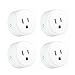 WIFI Smart Plug, Mini Socket Outlet Works with Amazon Alexa Echo and Google Assistant, No Hub Required, Control Your Appliances by Smart Phone With Timing Function From Anywhere, White (4 Pack)