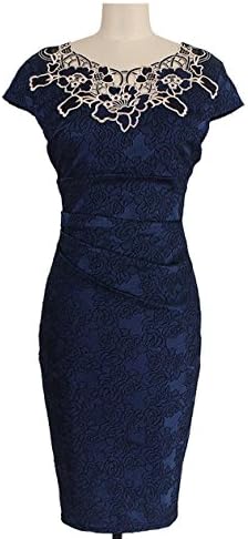 LECHEERS Women's Elegant Embroidered Pencil Cocktail Evening Bodycon Dress