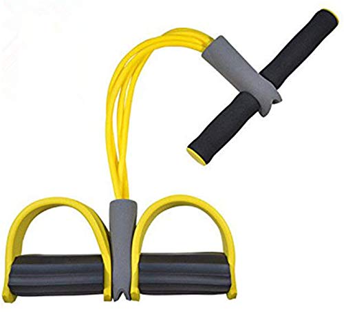 Multifunction-Leg-Exerciser-Sit-up-Bodybuilding-Expander-Elastic-Pull-Rope-Training-Equipment-4-Tube-Elastic-Sit-Up-Pull-Rope-with-Foot-Pedal-Abdominal-Exerciser-Fitness-Yoga-Equipment-Yellow