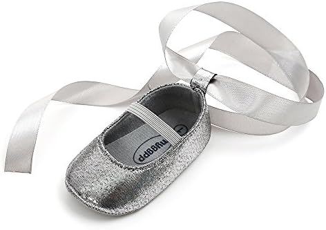 Antheron Baby Girls Mary Jane Flats Soft Sole Infant Moccasins Floral Sparkly Toddler Princess Dress Shoes